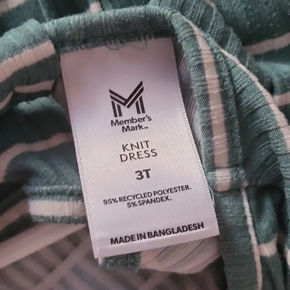 Member's Mark Striped Green Kids Dress - Picture 3 of 3